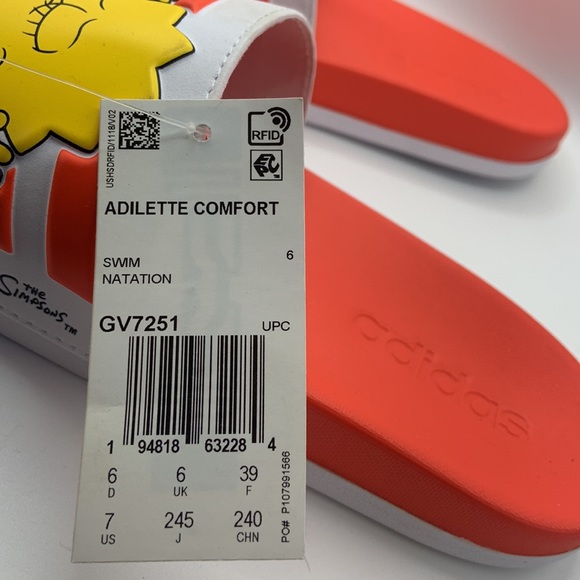 Adidas The Simpson’s Adilette comfort swim Natation  slides women wide feet - Picture 3 of 7